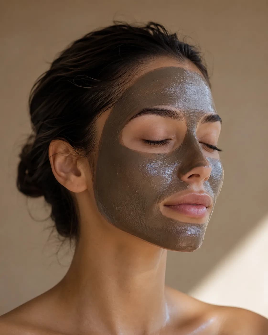 Applying the Lamsa Dead Sea mud mask